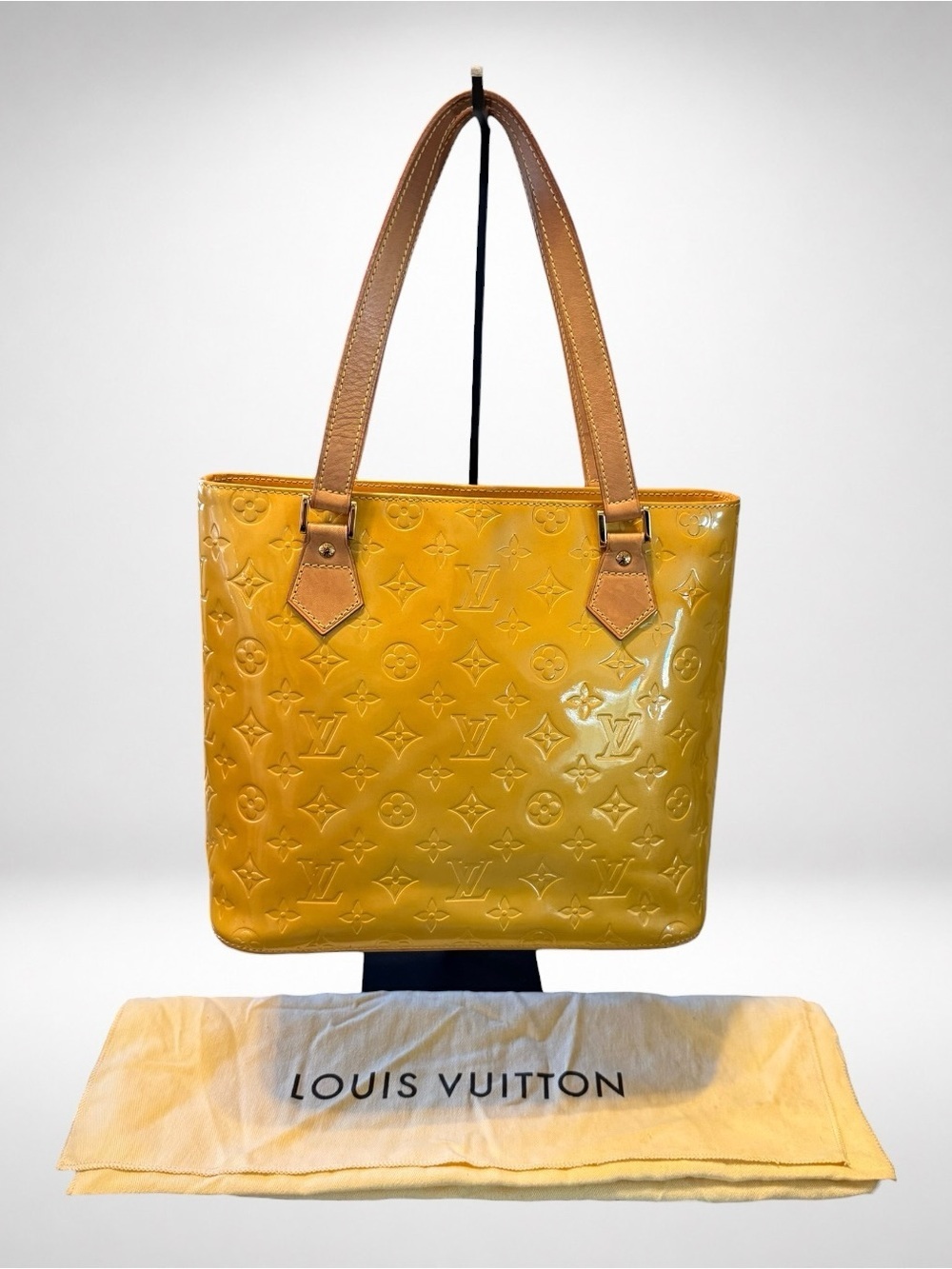 Louis Vuitton Authentic Yellow Patent Vernis Monogram Tote Purse Dust Bag - Picture 2 of 16